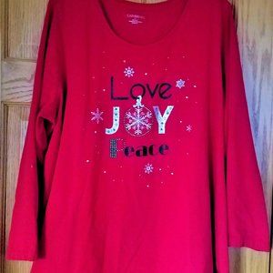 Catherines Long Sleeve Red Holiday Shirt